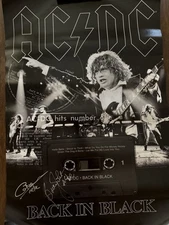 AC/DC Signed Poster Back In Black  Beckett Coa  Brian Johnson Cliff Williams