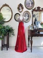 Stunning Vintage Sat n Red Evening Gown by My Fashion   Size 6