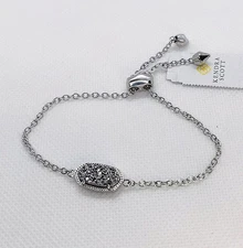 New Kendra Scott Elaina Adjustable SILVER Chain Bracelet In Platinum Drusy