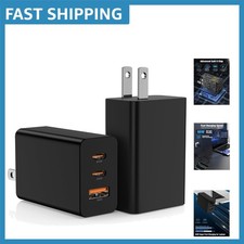 2-Pack 65W USB C Wall Charger - 3-Port Fast Charging Adapter for All Devices