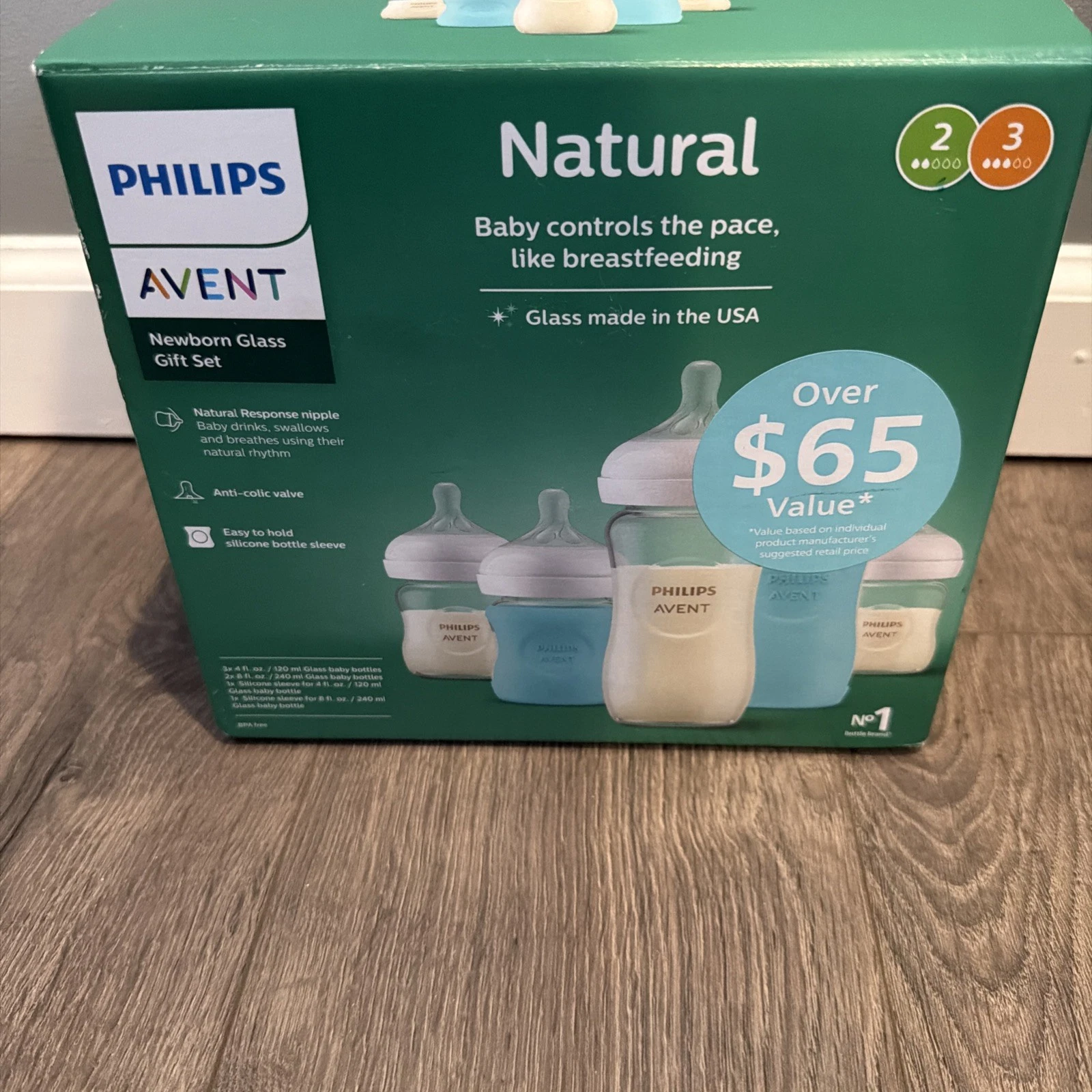 Philips Natural Newborn Glass Gift Set, Baby Bottles with Natural Response Ni...