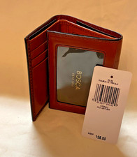 Bosca Old Leather Double I.D. Trifold Wallet RFID Cognac 53-32 MSRP 125 NWT