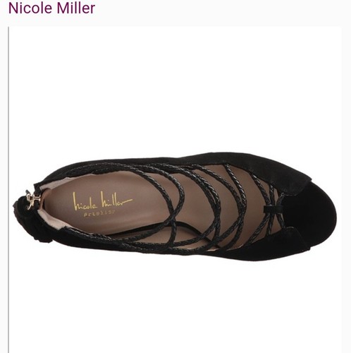 Nicole Miller Artelier Turin black leather suede pump 7 New - Picture 8 of 9