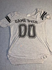 Color Code T Shirt Top Women Large Gray Short Casual Sleeve Round Neck Game Over