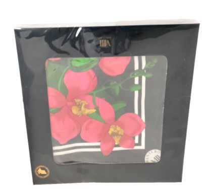 Mantero VIII Collection Silk Scarf Made In Italy Floral Black - New in Package