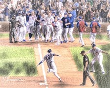 David Bote Chicago Cubs Golden Walk-Off Grand Slam Pastel Style Art Variation #2