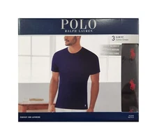 Polo Ralph Lauren Men's Black Slim Fit Crew-Neck 3 Pack T-Shirts