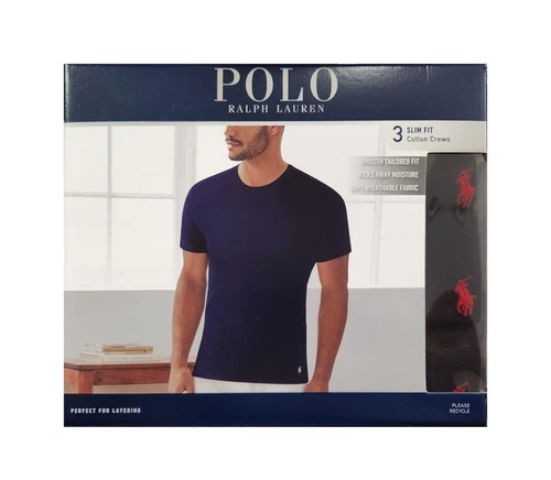 Polo Ralph Lauren Men's Black Slim Fit Crew-Neck 3 Pack T-Shirts