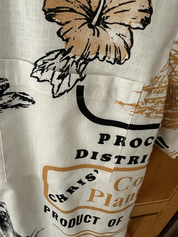 Vintage So What! L 46” Hawaiian Kona Coffee Flour Sack Cotton Shirt RARE!! - Image 4 of 4