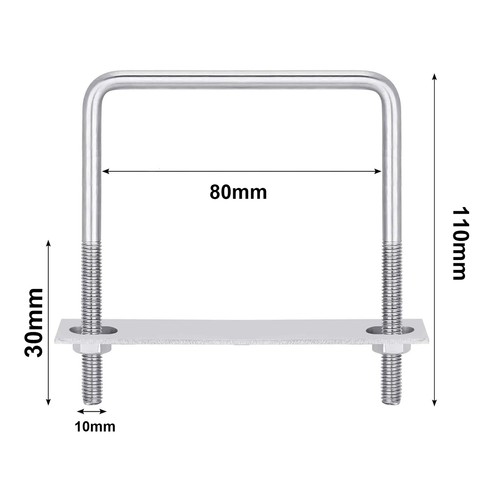 1x U-Bügel M10 & Gegenplatte Gewindebügel Bügelschelle Dachträger 80/40mm breit - Bild 16 von 16