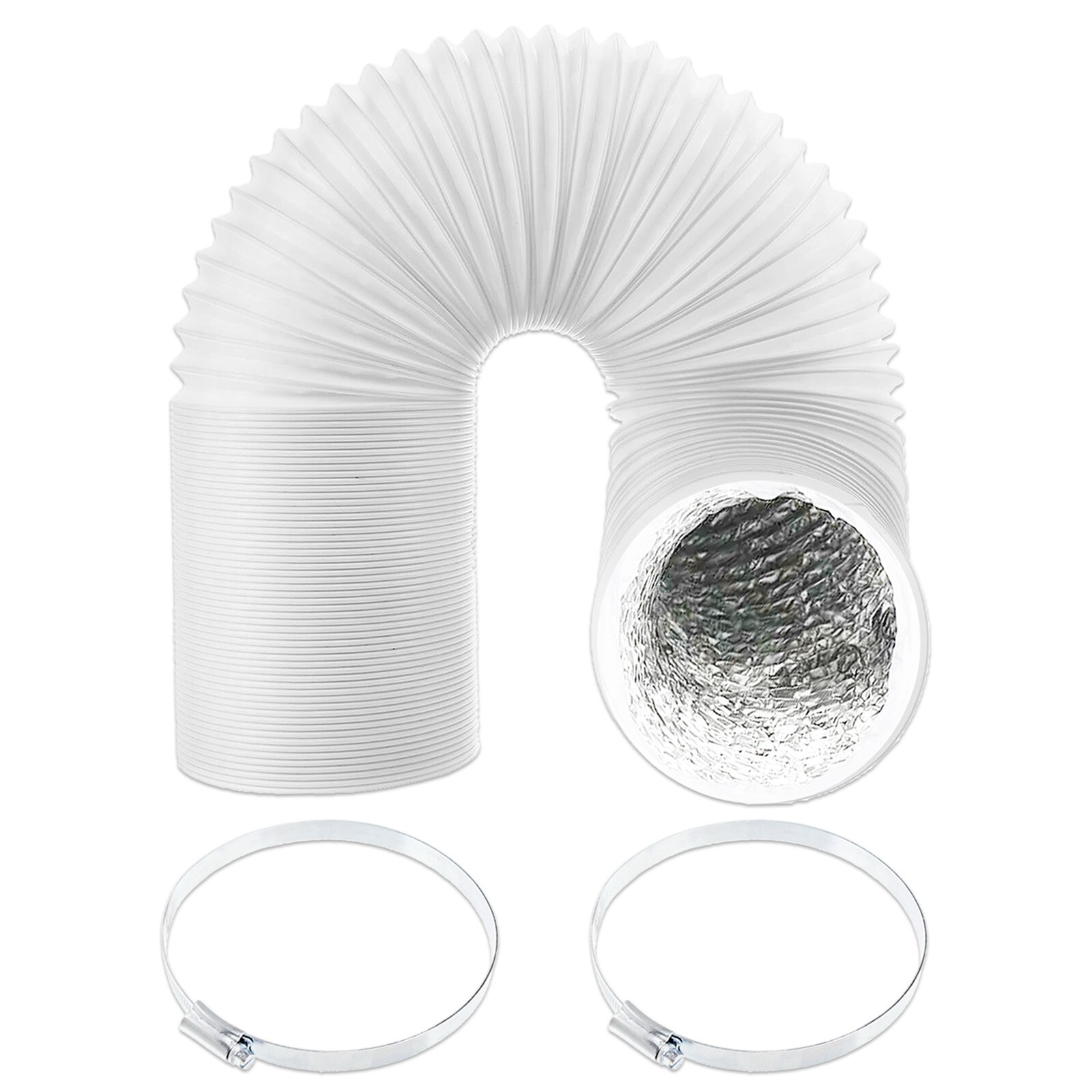 Insulated Vent Hose 4"" 2.5m UNIVERSAL PVC Aluminium Foil Lined Duct Pipe + Clips