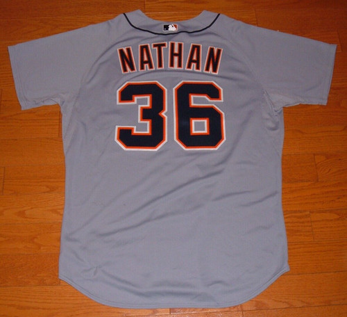DETROIT TIGERS JOE NATHAN 2014 GAME USED WORN JERSEY W/MLB HOLO. (TWINS RANGERS)