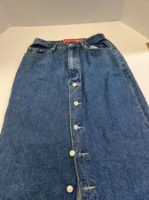 No Excuses Women's Vintage Denim Midi Jean Skirt Blue Femme Fatal Size 11/12