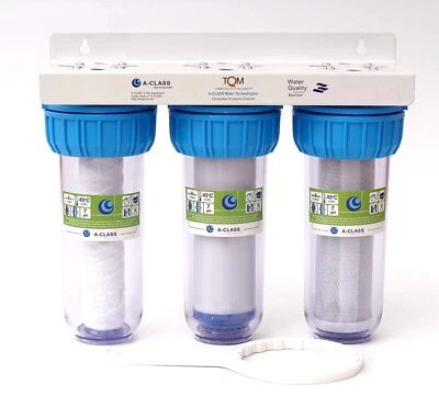 10" 3-Stufen Wasserfilter System Hauswasser Zisterne Brunnen Pumpe 1/2" Zoll