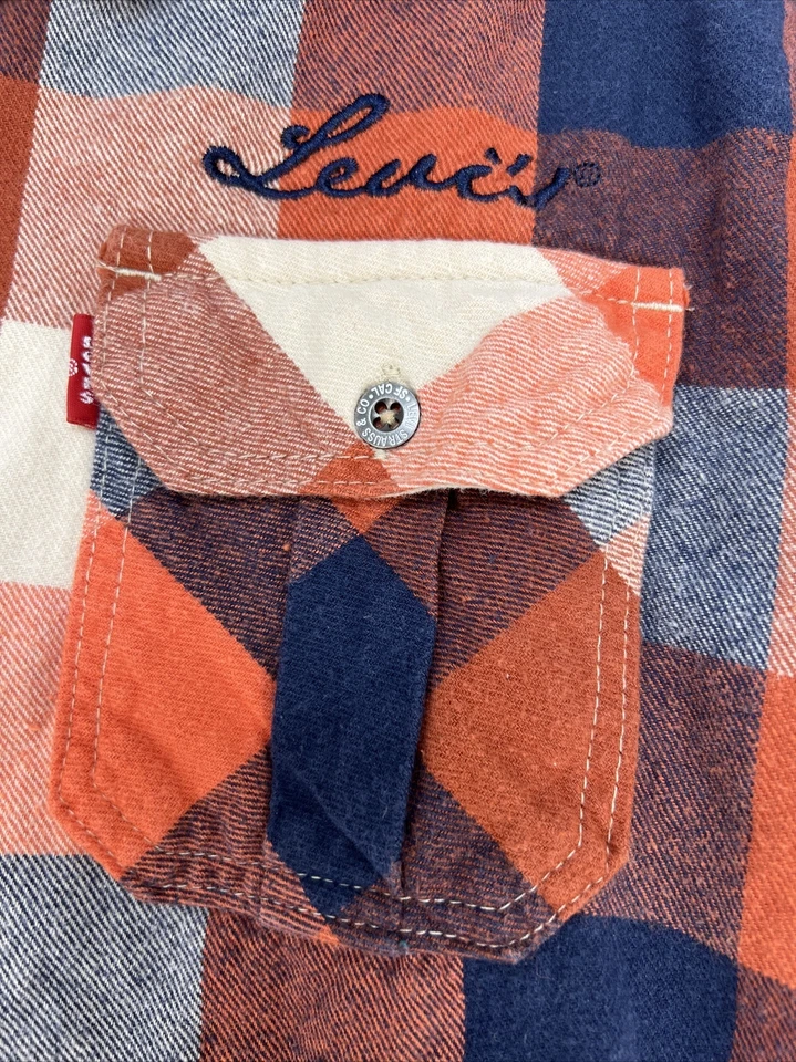 Parche Levi’s Abotonado Manga Larga Forrado Franela Juvenil 12-13 Años Óxido Cuadros Foto 4 de 4
