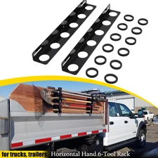 Horizontal Hand 6-Tool Rack for Landscape Trailers Trucks Shovel Rack  Steel