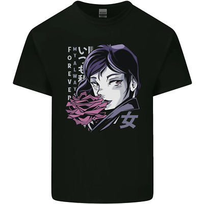 T-Shirt Anime Mädchen mit Blumen Kinder