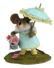 Wee Forest Folk M-341a My Polka-Dotted Parasol - Aqua (RETIRED)