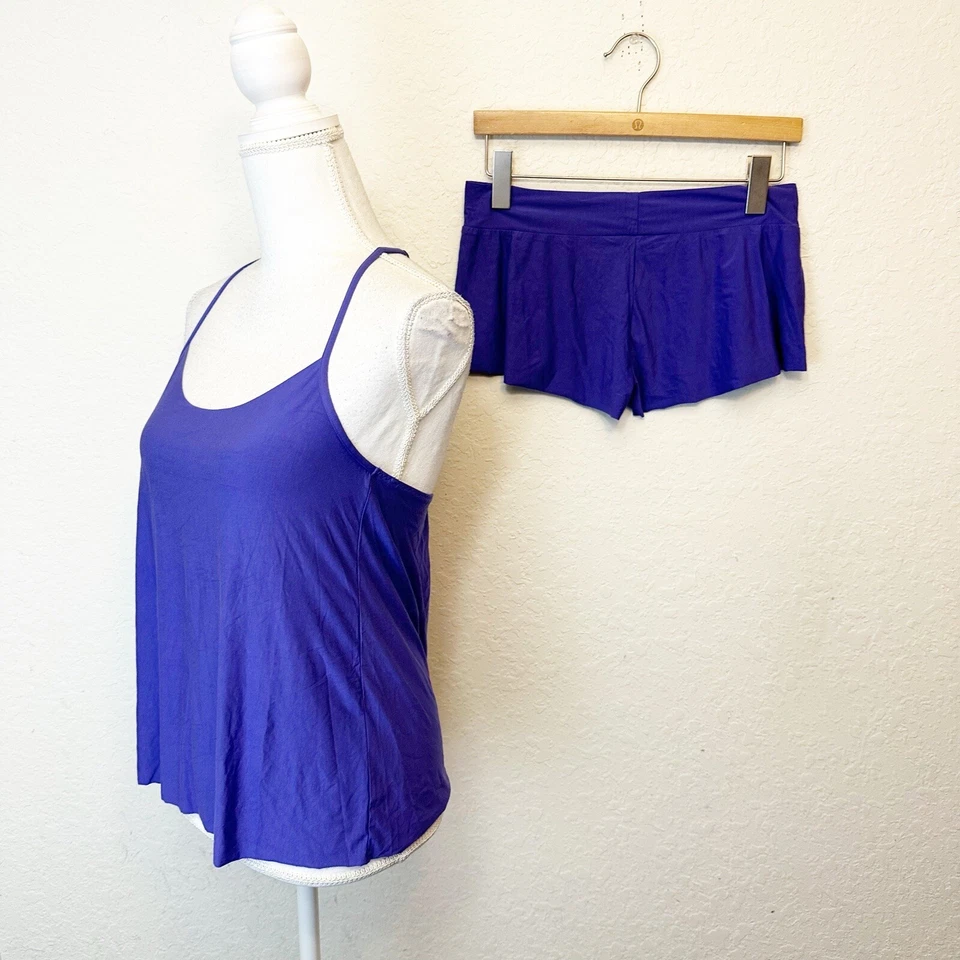 Commando Womens Pajama Sleep Short Set Cami Purple Lace Size Small - Image 2 of 4