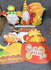 Thanksgiving Fall Outdoor Lawn Yard Signs Decorations with stakes 8 pc Set