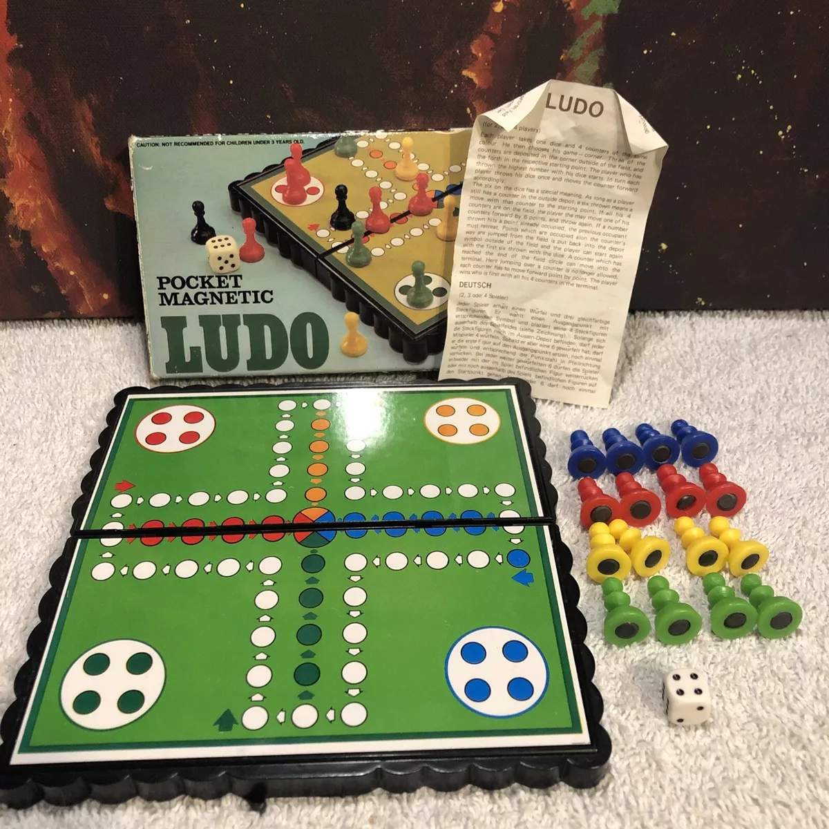 Pocket Magnetic Ludo Travel Game 1-4 players COMPLETE no349