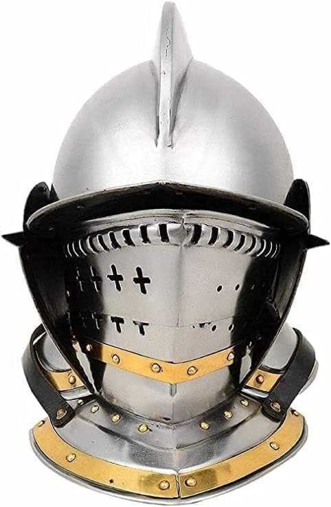 Medieval Knight Full Face Crusader Helmet Armor for Battle Reenactments-image
