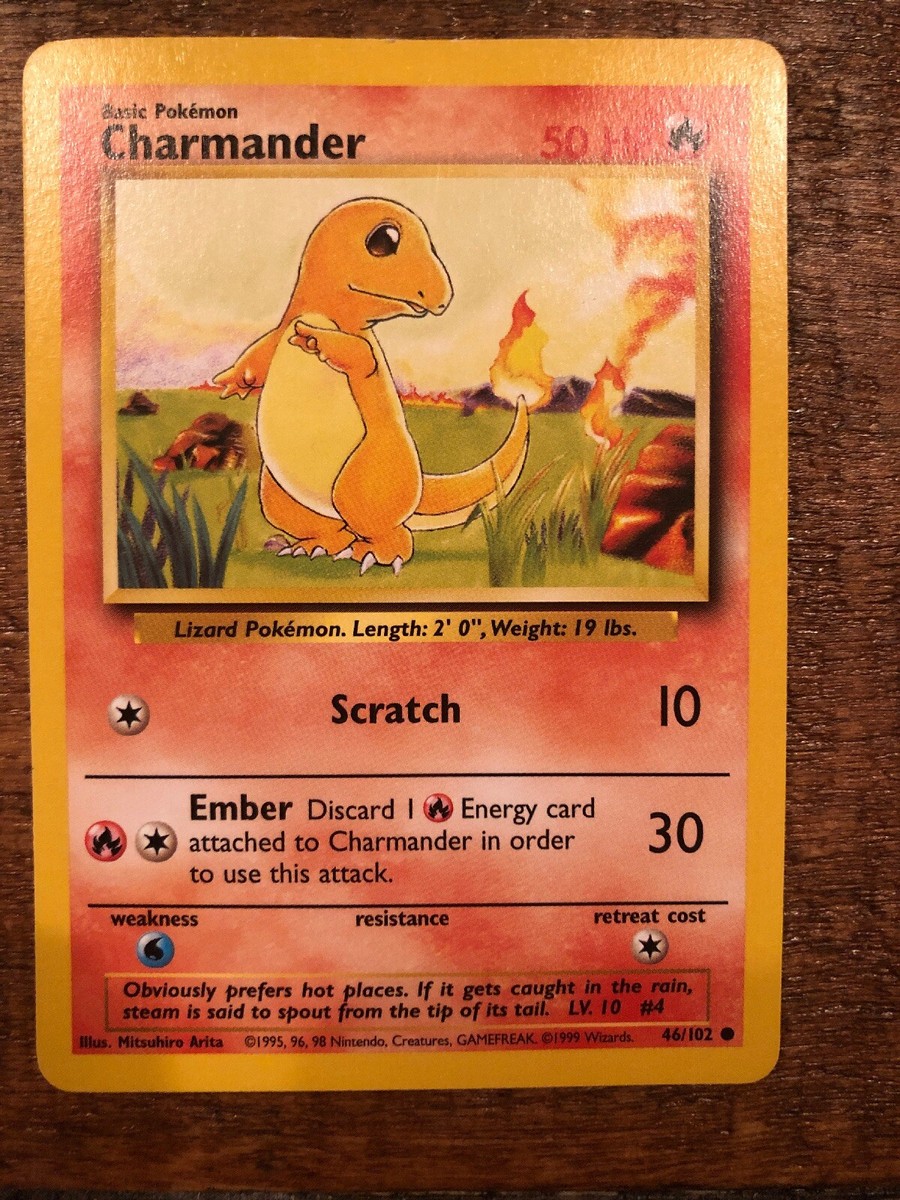 pokemon card charmander 1995,96,98 pokemon card charmander 1995,96,98