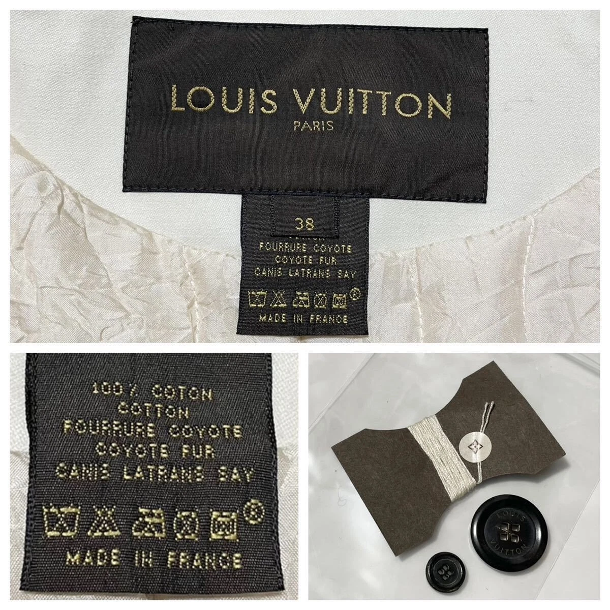 LOUIS VUITTON（LV） Giacca blusa con cintura pelliccia Louis Vuitton modello collezione autentica 38 avorio