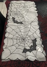 Halloween Table Runner Bats Spiderwebs 
