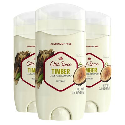 Old Spice Timber Deodorant 3 Ounce Pack of 3 Sandalwood Tonka Bean Aluminum Free