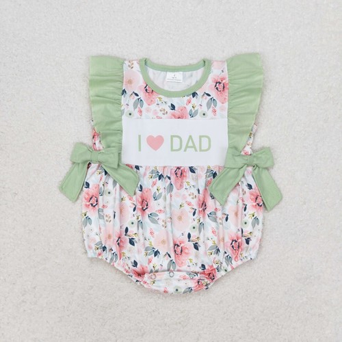 Sibling Boys Baby Girls I Love Dad Green Flowers Rompers Dresses Outfits Suits - Picture 4 of 9