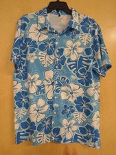Men's Summer Beach Loose Tropical Hawaiian Print Short Sleeve Shirt Size L