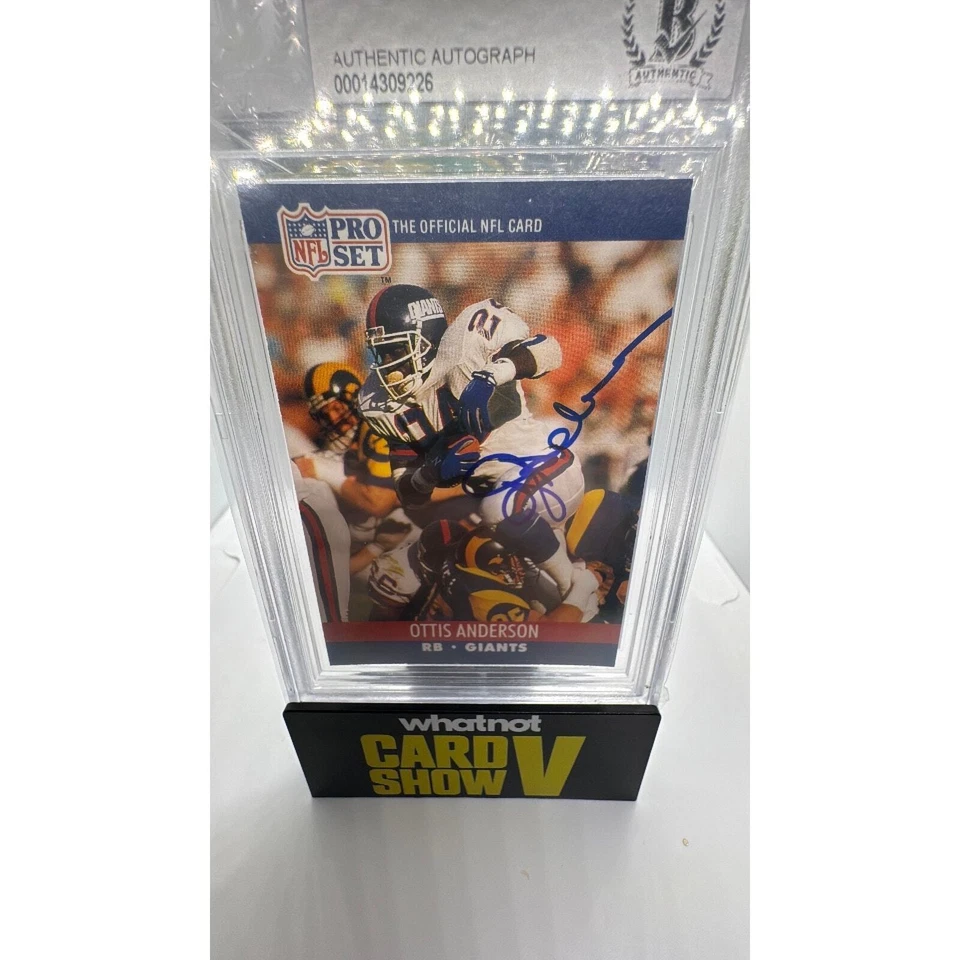 1990 Pro Set #591 Ottis Anderson Auto Beckett Authentic New York Giants SB Champ - Image 3 of 4