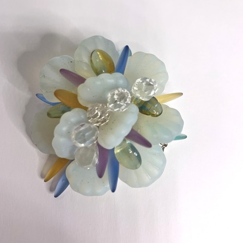 Multicolor Glass Bead Floral Pindant Cluster Brooch Handmade Jewelry Gift - Picture 2 of 3