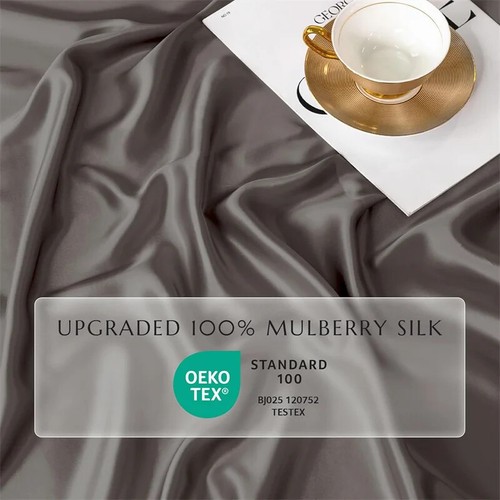 ice Silk Bed Sheet Set Smooth Silky Fitted Sheet Flat Sheet Pillowcase - Picture 4 of 33