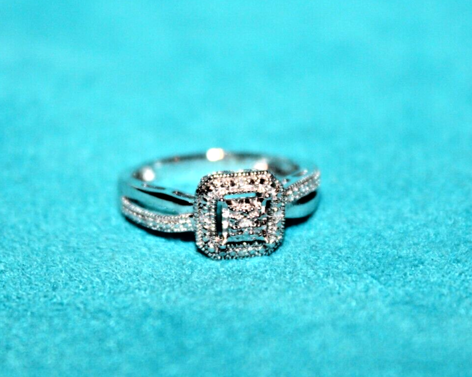 NEW Kay Jewelers size 7 1/2 Diamond & Fine Sterling Silver Halo Ring eBay