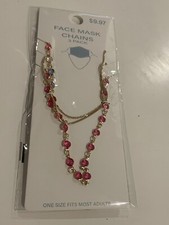 NIP Face Mask Chains 3 Pack Pink and Gold Tones Clips To Facial Covering New