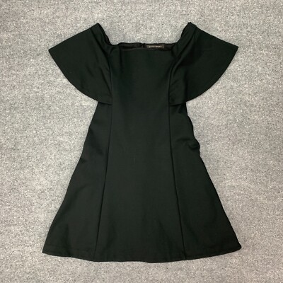 banana republic black off shoulder dress Banana Republic Dress Womens 4 Black Off Shoulder Flounce Ponte Flutter  Sleeve