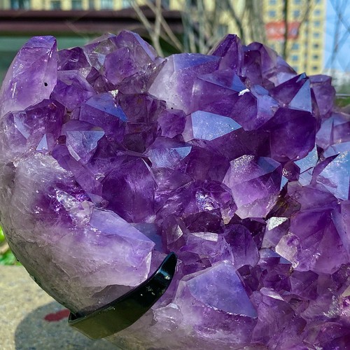 7.4LB Natural high-quality amethyst quartz crystal love decoration+bracket - 第 14/18 張圖片