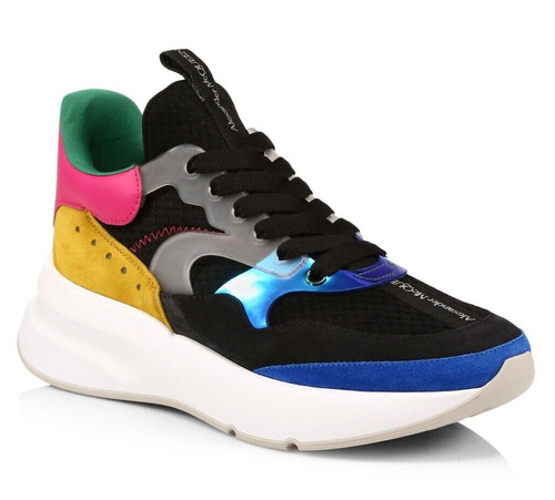 Alexander McQueen Men's Oversized Runner Sneakers Black Multi Size 40 J / US 7