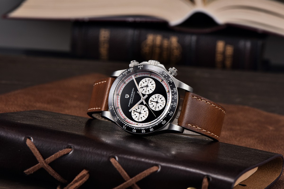 Pagani Design Orologio Uomo Cronografo Quarzo VK63 Giapponese, Acciaio Inox, 100m Impermeabile, Vetro Zaffiro, Tachimetro, White-1727