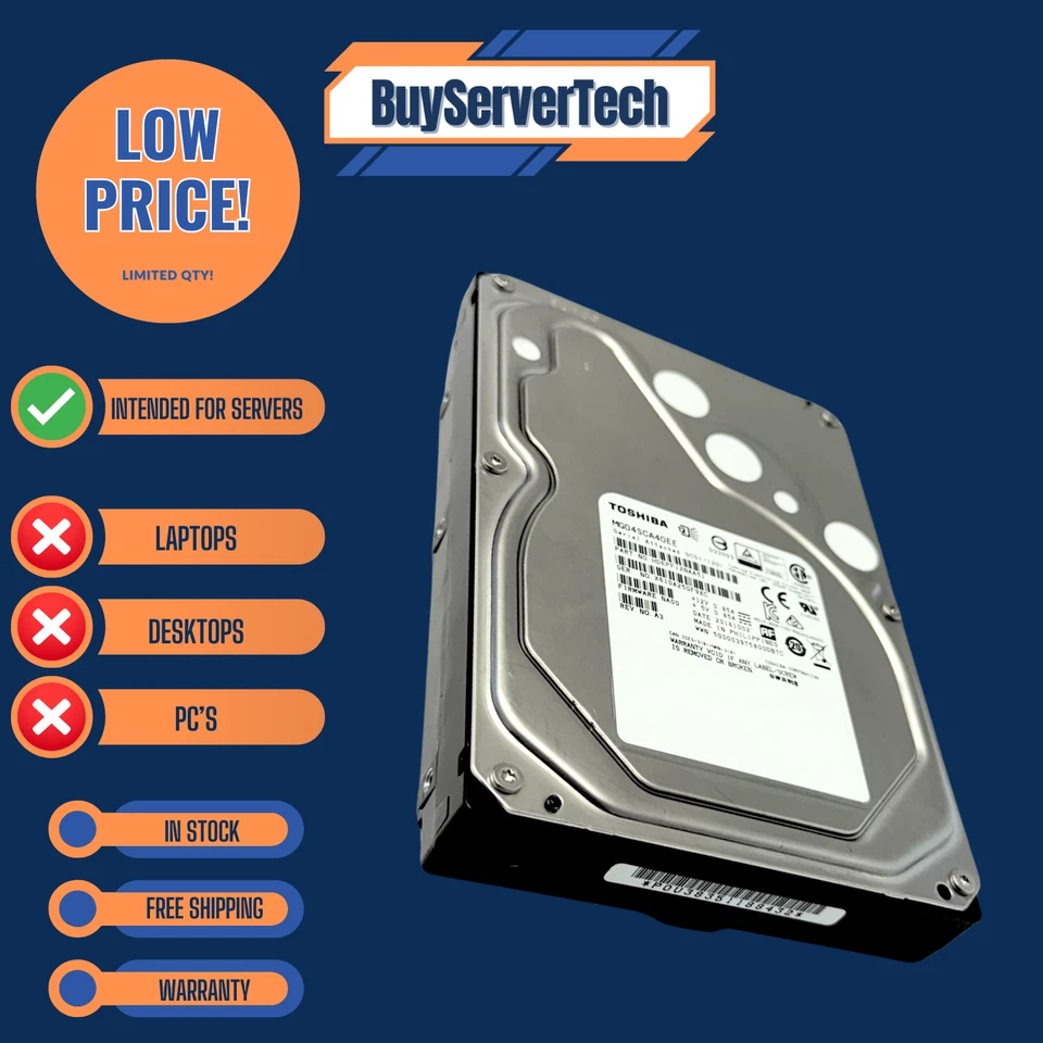 Toshiba MG04SCA40EE 4TB 7.2K 3.5" SAS 12Gb/s HDD ENT| 128MB | 0 Hours | 1 Yr War - Image 3 of 4