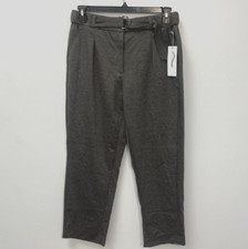 Liz Claiborne Gray Ponte Mid Rise Straight Belted Trouser Women's Sz 10