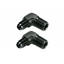 2Pcs -6 AN to 3/8 NPT Fitting Black Male 90 Degree Elbow Adapter For Fuel System