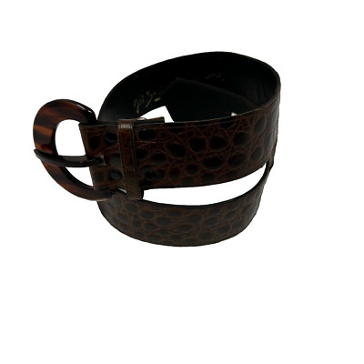 jill stuart statement belt size Large brown croc leather vintage