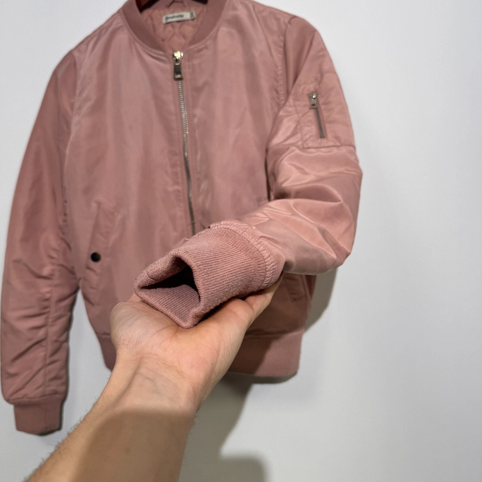 GUCCI Bomber vintage unisex rosa poliestere taglia S lavato anni 90 vestibilità regolare