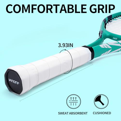 Tennis Racket for Kids 23'' Kid's Tennis Racquet Set of 2-2 Gray and Green - Picture 5 of 8