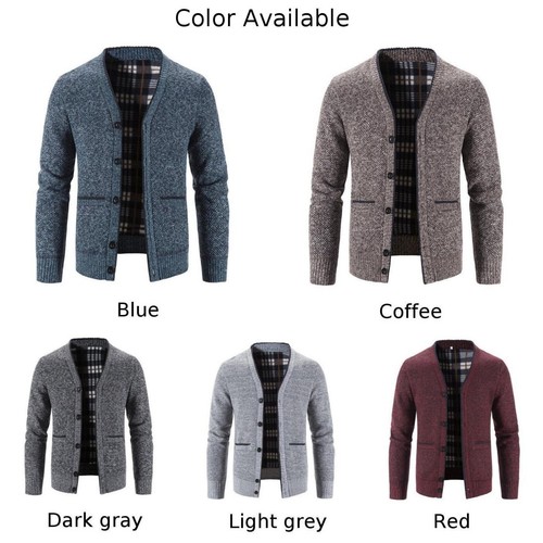 Men's Fleece Lined Button Down Knit Top Cardigan Winter Outerwear Coat - Bild 4 von 31