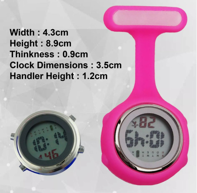 Silicone Nurse Watch Pocket Brooch Pendant Nursing Clip  Medical Digital Fob Tun