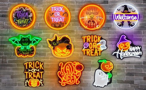 Trick or Treat Halloween Neon Signs Wall Decor UV Printed LED Light Bar Home - Picture 8 of 8